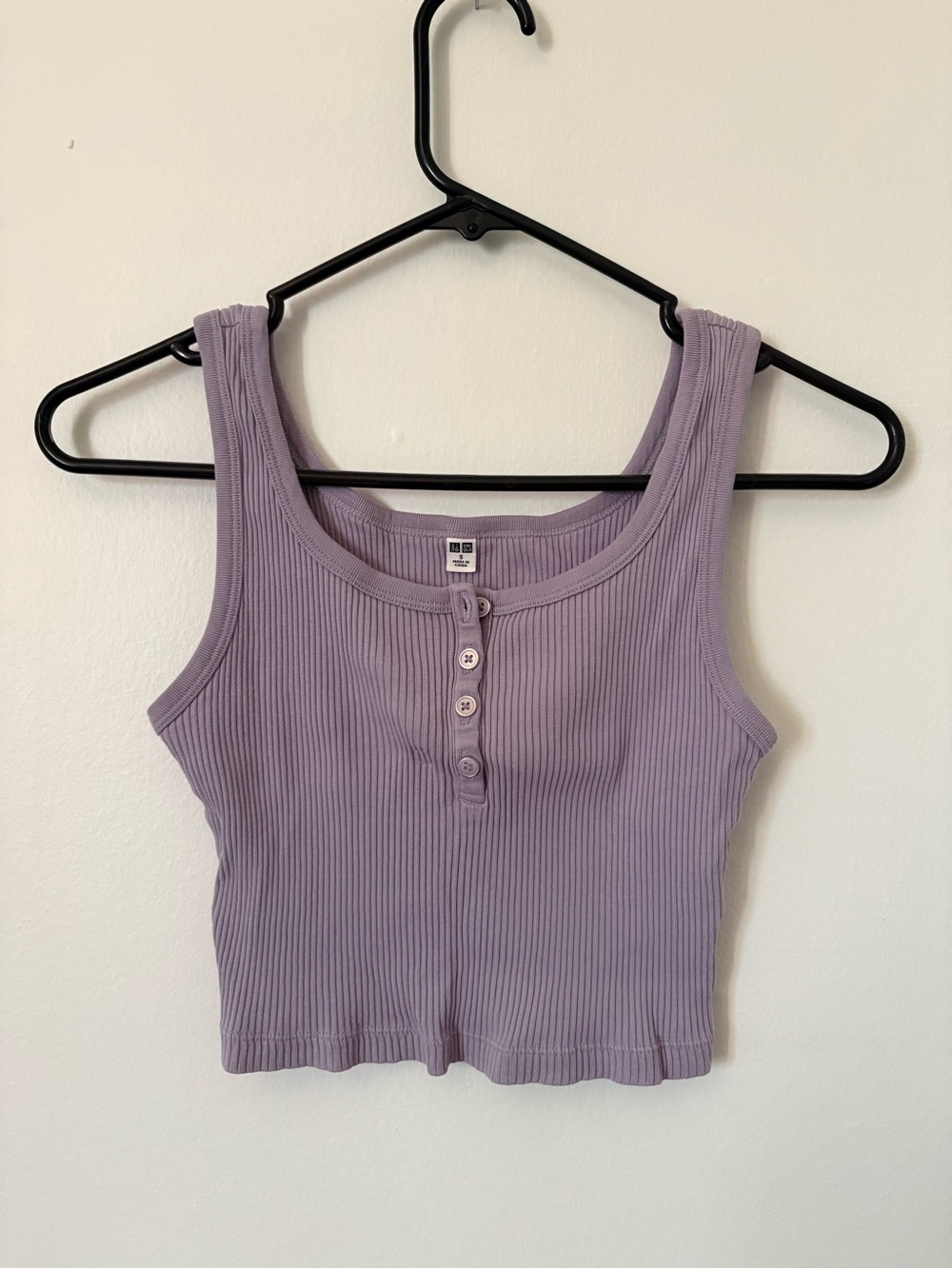 Uniqlo Ribbed Henley Crop Tank - Lavender